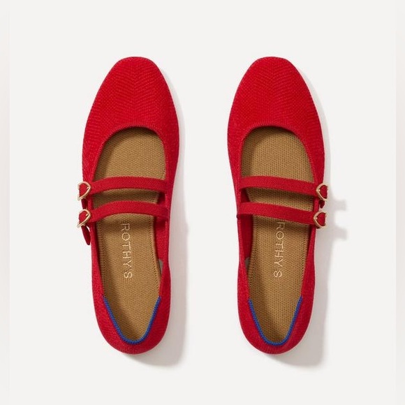 Rothy's Shoes - Rothy's The Double Buckle Mary Jane Flats Shoes Red Size 8.5